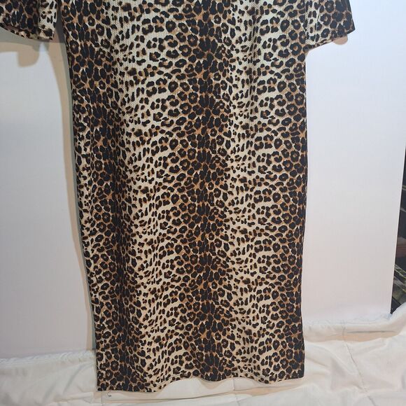 Brat Star Leopard Print Polyester Short Sleeve Dress XL - Picture 3 of 8